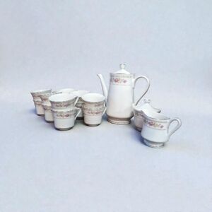 Royal Sealy Fine China "Fantasy" Coffee Pot/Sugar/ Creamer/ Cups Set